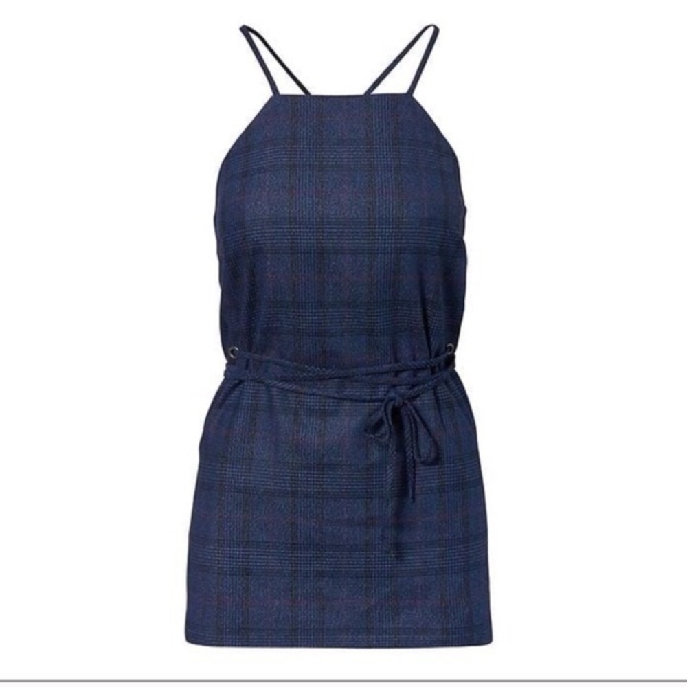 NWT Banana Republic Blue Plaid Apron Style Long Wool Top